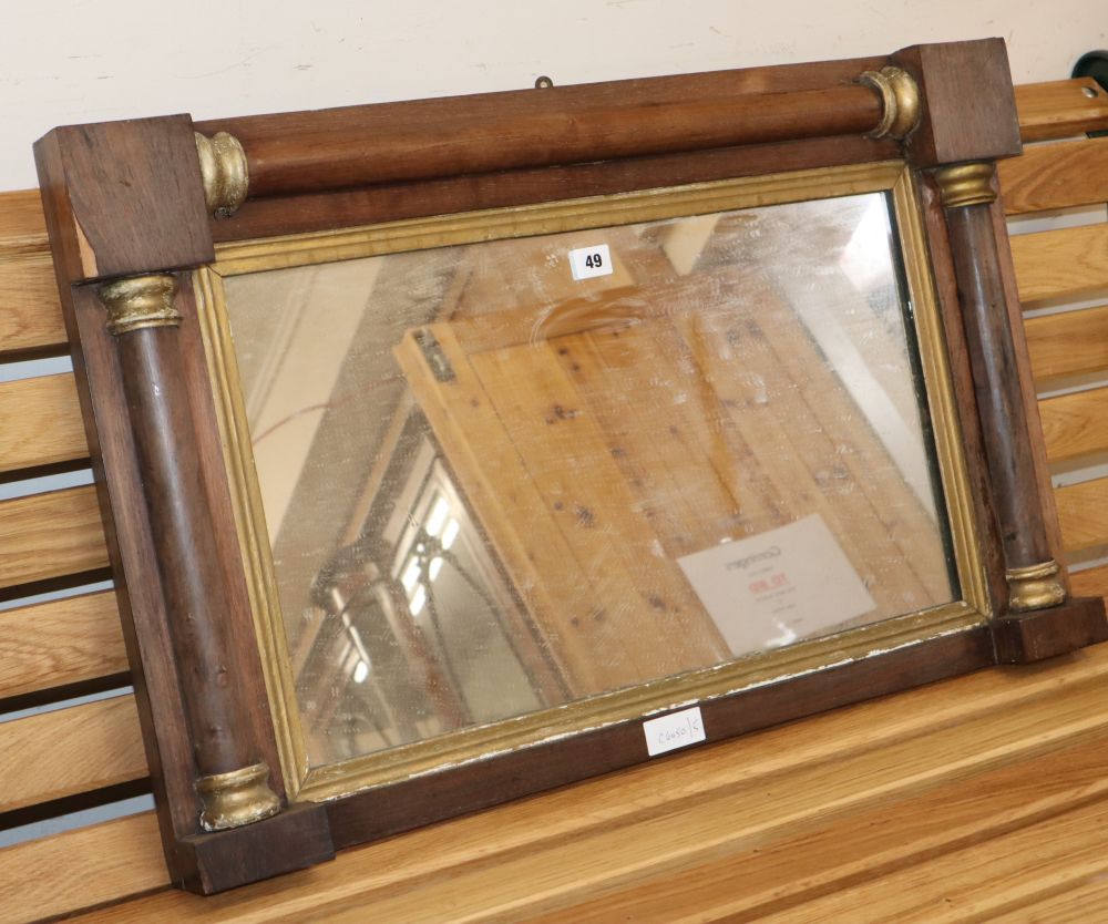 A Victorian rosewood overmantel mirror, W.80 H.50cm